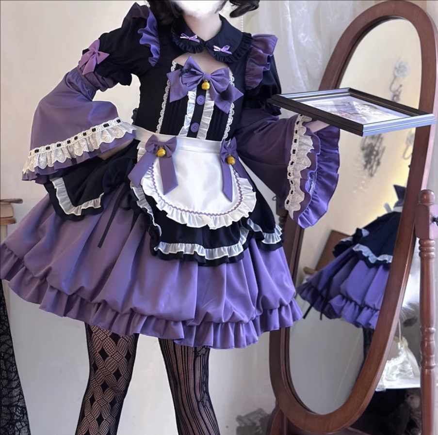可愛いメイド服 半袖ワンピース ロリータワンピース 甘ロリータ 甘ロリ ロリータ風ワンピ メイドコスチューム 振袖 フリル エプロン 個性的 Lolita ロリータ服 大人コスチューム ゴスロリ コスプレ衣装 文化祭 学園祭 激萌え イベント ロリータファション 5色