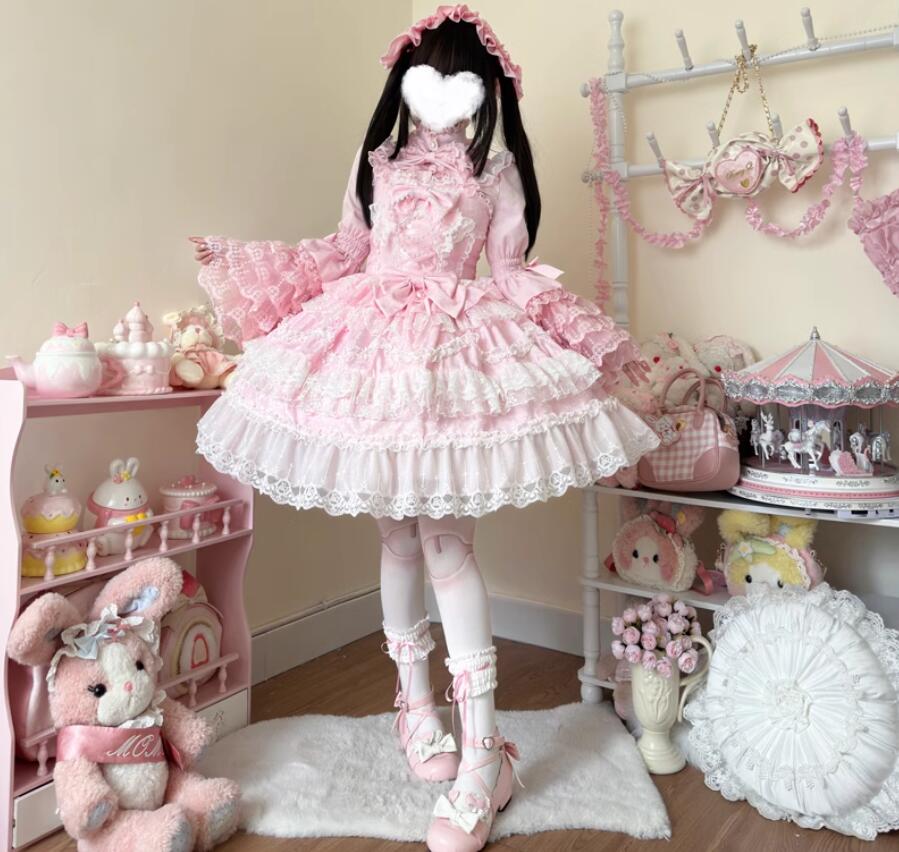 ジャンパースカート ロリータワンピース フリルワンピース 甘ロリータ 甘ロリ ロリータ風ワンピ エレガント Lolita 華やか ロリータ服 リボン チュール 可愛いコスチューム ゴスロリ コスプレ衣装 ハロウィン 文化祭 学園祭 かわいい 萌え イベント 3色