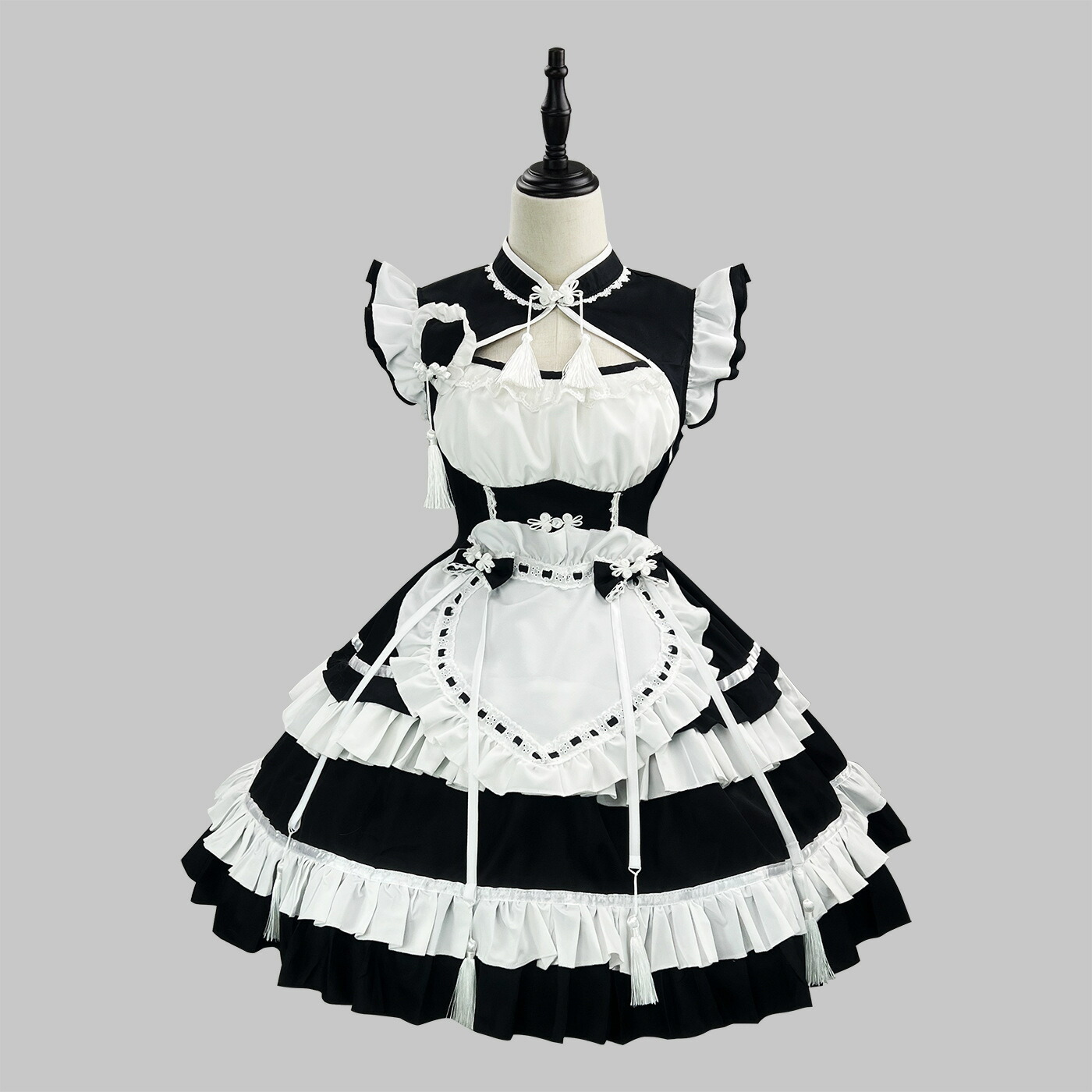 メイド服 メイド服 中華 可愛い チャイナドレス 風 ハロウィンコスチューム 大人コスチューム メイドコスプレ こすぷれ cosplay マキシ丈ワンピース ウェイトレス メイド服 ハロウィン衣装 舞台衣装 変装 仮装 女装 イベント 舞台劇 学園祭 キャラクター ネイビー