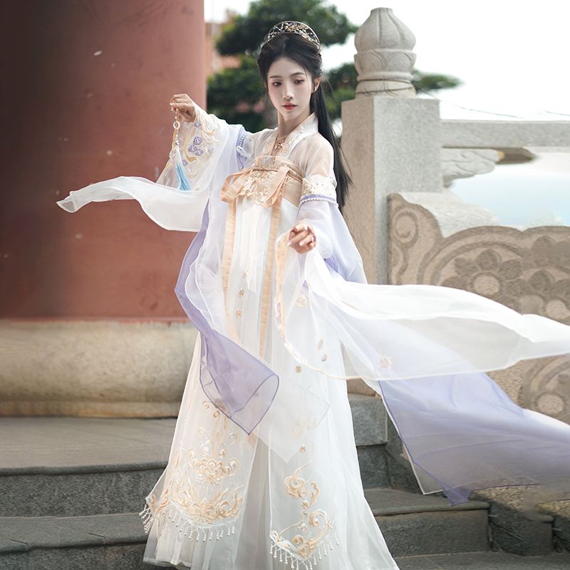 漢服 漢服仙女 中国古風 中華服 5点セット チャイナ服 チャイナドレス ワンピース コスプレ 中国古代衣装 女性 ロングドレス おしゃれ ステージ 撮影 舞台衣装 学園祭 文化祭イベント仮装 民族衣装 ?逸 フェイクパール タッセル 古典ダンス写真撮り お花見 祭り 花火大会