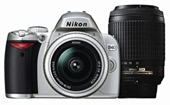 【中古】Nikon デジタル一眼二眼レフ写真機 D40 ダブルズームキットII しろがね色 D40SWZII