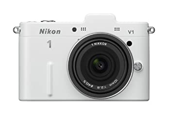 【中古】(非常に良い)Nikon ミラーレス一眼カメラ Nikon 1 (ニコンワン) V1 (ブイワン) 薄型レンズキット ホワイトN1 V1ULK WH