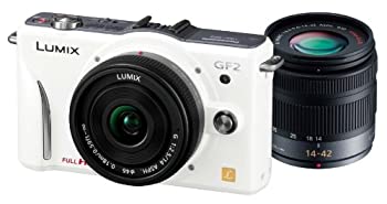 【中古】(非常に良い)パナソニック ミラーレス一眼カメラ GF2 ダブルレンズキット(14mm/F2.5パンケーキレンズ、14-42mm/F3.5-5.6標準ズームレンズ付属) フルハイビジ