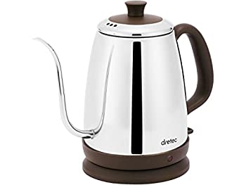 (未使用・未開封品)dretec(ドリテック) 電気ケトル ステンレス コーヒー ドリップ ポット 細口 1.0L PO-141BR(ブラウン)