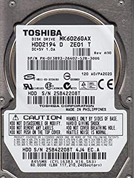 【中古】(非常に良い)mk6026gax、a0?/ pa202d、hdd2194?D ze01?T、Toshiba 60?GBハードドライブIDE 2.5