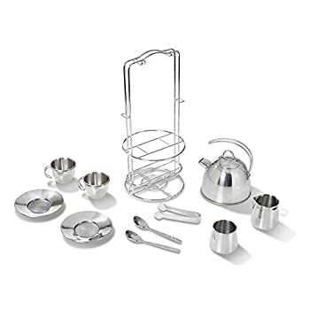 【中古】(人並み外れたに好いたらしい)Melissa \u0026 Doug Stainless Steel Tea Set \u0026 Storage Stand Toy