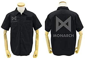 【中古】(未当て嵌める･未開封品)ゴジラ キング・オブ・モンスターズ MONARCH ワッペンベースワークシャツ 黒いこと L大きさ