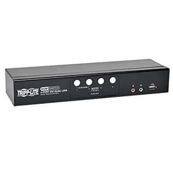 【中古】(人並み外れたに好いたらしい)Tripp Lite 4-Port DVI/USB KVM Switch Dual Link w/ Audio \u0026 Cables - KVM / audio switch - USB - 4 x KVM / audio - 1 local user - desktop
