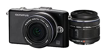 【中古】(非常に良い)OLYMPUS ミラーレス一眼 PEN mini E-PM1 ツインレンズキット ブラック E-PM1 TKIT BLK