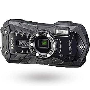 【中古】(非常に良い)RICOH WG-70 ブラック リコー本格防水デジタルカメラ 14m防水 (連続2時間) 1.6m耐衝撃 防塵 -10℃耐寒 アウトドアで活躍するタフネスボディ CALS