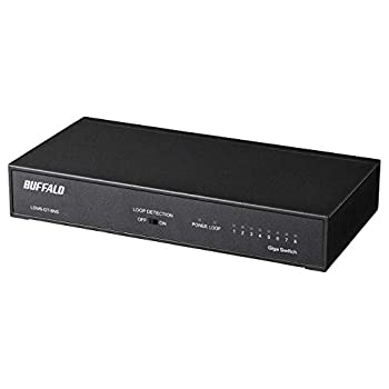 【中古】BUFFALO Giga対応 金属筐体 電源内蔵 8ポート LSW6-GT-8NS/BK ブラック スイッチングハブ マグネット 壁掛け設置対応