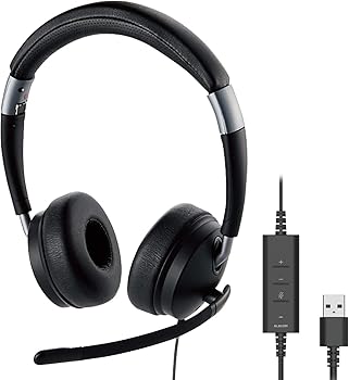 【中古】(非常に良い)エレコム ヘッドセット 有線 USB接続 折りたたみ式 マイクミュート機能付き 40mmドライバ 両耳用 [デュアルマイクノイズリダクションで雑音をカ