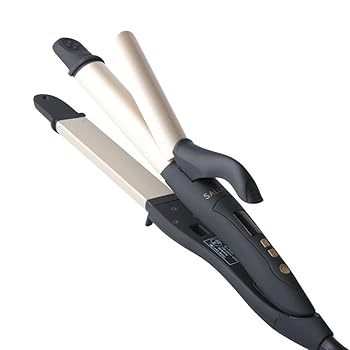 【中古】(非常に良い)SALONIA サロニア 2WAYストレート&カールヘアアイロン 32mm プロ仕様220℃ ブラック×ゴールド SL-002A