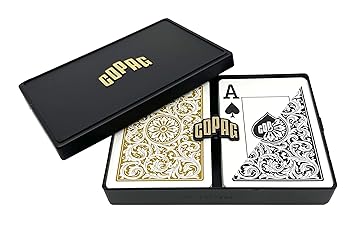 【中古】(未使用･未開封品)Copag ポーカーサイズ ジャンボインデックス 1546 トランプ (ブラックゴールドセットアップ)