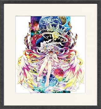 【中古】(非常に良い)KADOKAWA ノーゲーム・ノーライフ10th Anniversary 額装複製原画 白 約W37.7×D3.5×H40.4cm 紙 木製画像