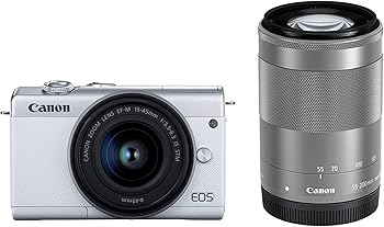 【中古】(未使用･未開封品)Canon ミラーレス一眼カメラ EOS M200 ダブルズームキット ホワイト EOSM200WH-WZK