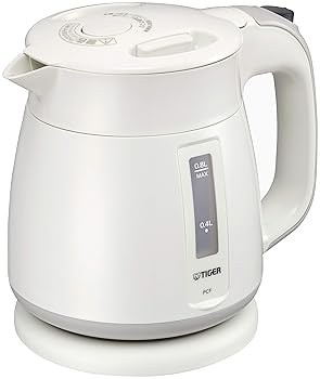 【中古】タイガー魔法瓶 電気ケトル 湯沸かし わく子 0.8L 転倒お湯漏れ防止 カラ炊き防止 ホワイト PCF-G080W