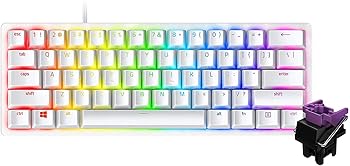 【中古】Razer Huntsman Mini 小型 ゲーミングキーボード Mercury White - Clicky Optical Switch 60%レイアウト 光学取り替えっこ 超弾丸道路1.5粍動く クリッキ