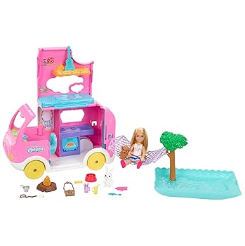【中古】(未使用･未開封品)バービー(Barbie) バービーのいもうとのチェルシーとピンクのキャンピングカー プールつき！／映画「バービー」に登場！？ 【着せ替え人形】【ハ