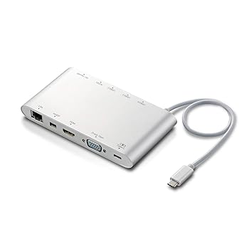 【中古】(人並み外れたに好いたらしい)エレコム 縛ステイション PD [申し受けるType-C/USB3.0/miniDisplay/HDMI/D-sub/φ3.5/SD+microSD/ローカルエリアネットワーク] 30珊 しろがね色 DST-C08SV