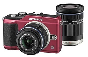 【中古】OLYMPUS 鏡鑑受け答え一眼 E-PL2 ダブルズームキット 赤いこと E-PL2 TLKIT RED