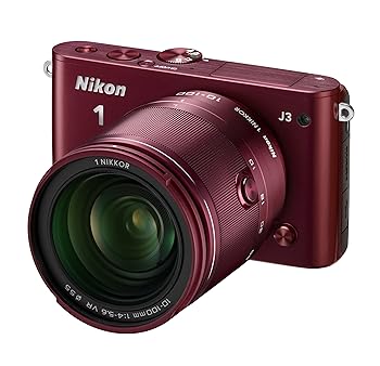【中古】(人並み外れたに好いたらしい)Nikon 銀鏡受け答え一眼 Nikon 1 J3 小型10倍望遠レンズ一揃いの道具1 NIKKOR VR 10-100粍 f/4-5.6属する 赤いこと N1J310ZKRD