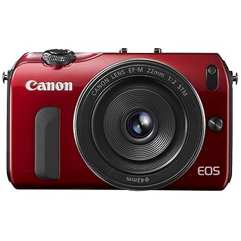 【中古】(人並み外れたに好いたらしい)Canon 鏡鑑受け答え一眼写真機 EOS M 水晶体一揃いの道具 EF-M22粍 F2 STM嘱する 赤いこと EOSMRE-22STMLK