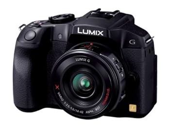 【中古】パナソニック 銀鏡受け答え一眼写真機 ルミックス G6 水晶体一揃いの道具 電動望遠レンズ属する 黒いこと DMC-G6X-K