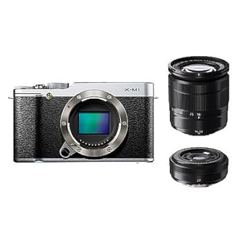 【中古】FUJIFILM 銀鏡受け答え一眼 ダブルレンズキット しろがね色 X-M1S/1650/27KIT