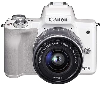 【中古】(人並み外れたに好いたらしい)Canon 銀鏡受け答え一眼写真機 EOS Kiss M 判定基準望遠レンズ一揃いの道具 白いこと EOSKISSMWH-1545ISSTMLK