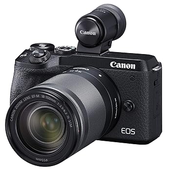 【中古】(人並み外れたに好いたらしい)Canon 鏡鑑受け答え一眼写真機 EOS M6 Mark II EF-M18-150 IS STM 水晶体 EVF一揃いの道具 黒いこと EOSM6MK2BK-18150ISEVFK