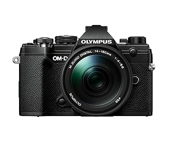 【中古】OLYMPUS 鏡鑑受け答え一眼写真機 OM-D E-M5 MarkIII 14-150mmII水晶体一揃いの道具 黒いこと