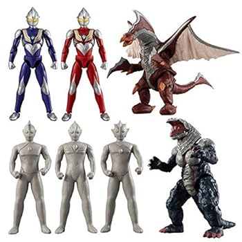 【中古】(非常に良い)超動ウルトラマン ウルトラマンティガ 光を継ぐもの(ウルトラマンティガパワータイプ、スカイタイプ、ゴルザ、メルバ、光の巨人像)セット|お取り寄せ本舗 KOBACO