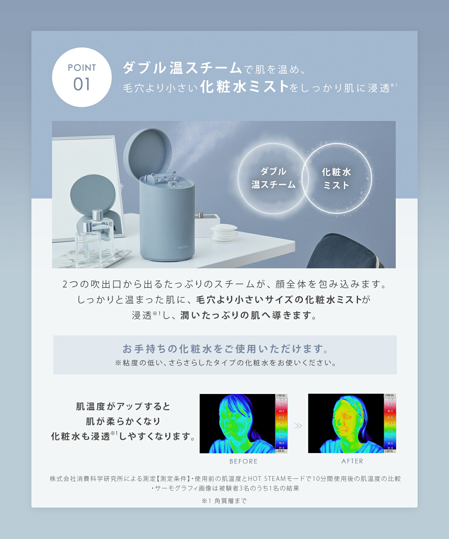 公式店》【SALONIA ピュアブライトスチーマー】美顔器 サロニア 