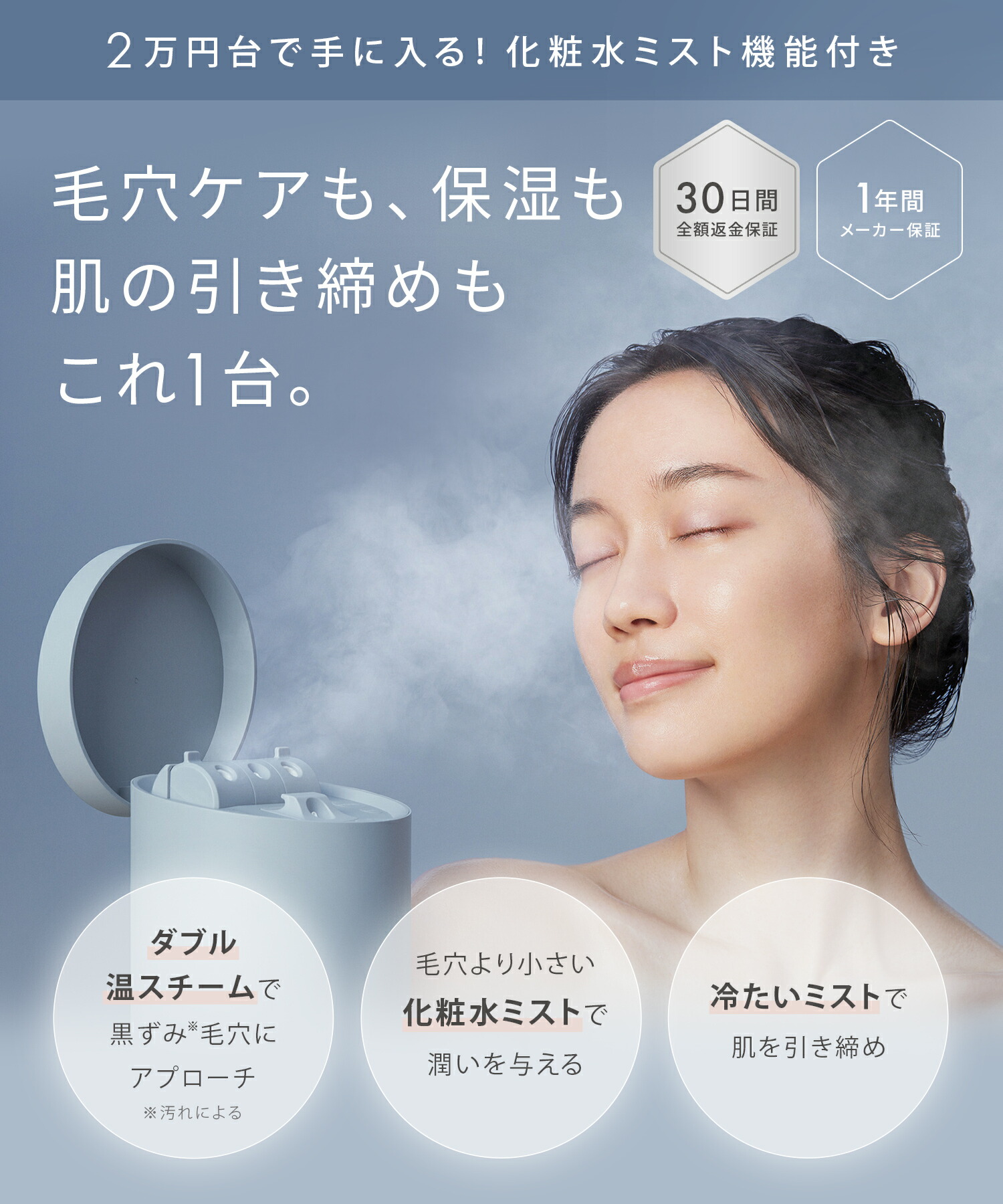 公式店》【SALONIA ピュアブライトスチーマー】美顔器 サロニア