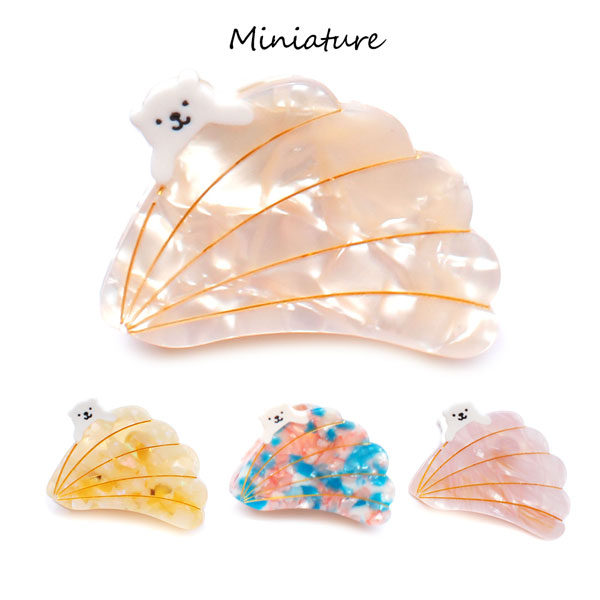 楽天市場 シェル ヘアクリップ アクセサリー 白クマ ひょっこり 夏 貝殻 海 ヘアアクセ プチプラ 通販 大人かわいい 親子 子供 キッズ 小物 雑貨 シロクマ 白くま セルロース バンスクリップ オフィス カジュアル 髪留め プレゼント 女性 神戸ミニアチュール
