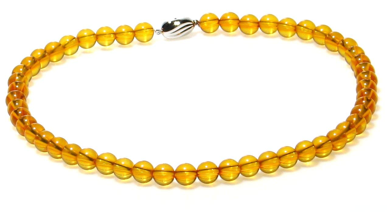 天然琥珀 バルティックアンバー 8mm ネックレス【38cm 40cm 42cm】【6月 誕生石】数珠 念珠 天然石 パワーストーン レディース メンズ ジュエリー アクセサリー