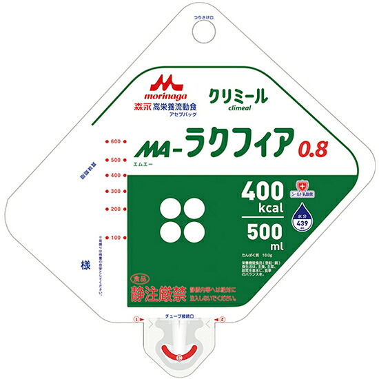 株式会社クリニコ ［森永高栄養流動食］クリミール　(エムエー)MA-ラクフィア0.8［400kcal］ 500ml×16個入 ［品番：652042］【栄養機能食品（亜鉛・銅）】 【RCP】【YP】（発送まで7～14日程です・ご注文後のキャンセル不可）