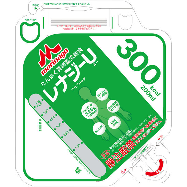 【3％OFFクーポン 4/4 20:00～4/10 01:59迄】【送料無料】【お任せおまけ付き♪】 株式会社クリニコ たんぱく質調整流動食 レナジーUアセプバッグ 300kcal バニラ風味 200ml×20個入 ［品番：650847］ 【RCP】(発送に7-14日程・キャンセル不可)【△】