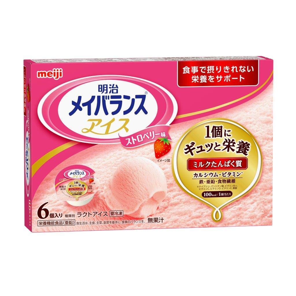 【本日ポイント5倍相当】【２ケース\u003d９６個】【クール便(冷凍)】【送料無料】 明治 　メイバランスアイス　ストロベリー味　80ml×6個×16箱(計96個/ケース) （要6-10日)(キャンセルは出来ません）【※沖縄へは別途送料必要】【■■】