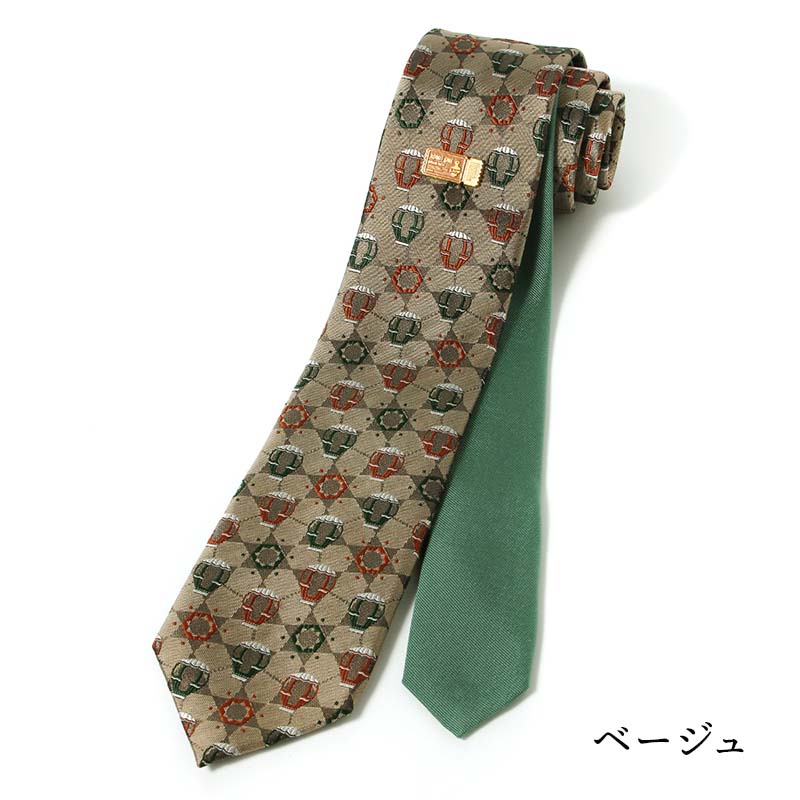LAMP ネクタイ （大剣幅７.５ｃｍ）観覧車 beige ベージュ orange オレンジ ピン アクセサリー付き 京丹後 シルク クレリックタイ