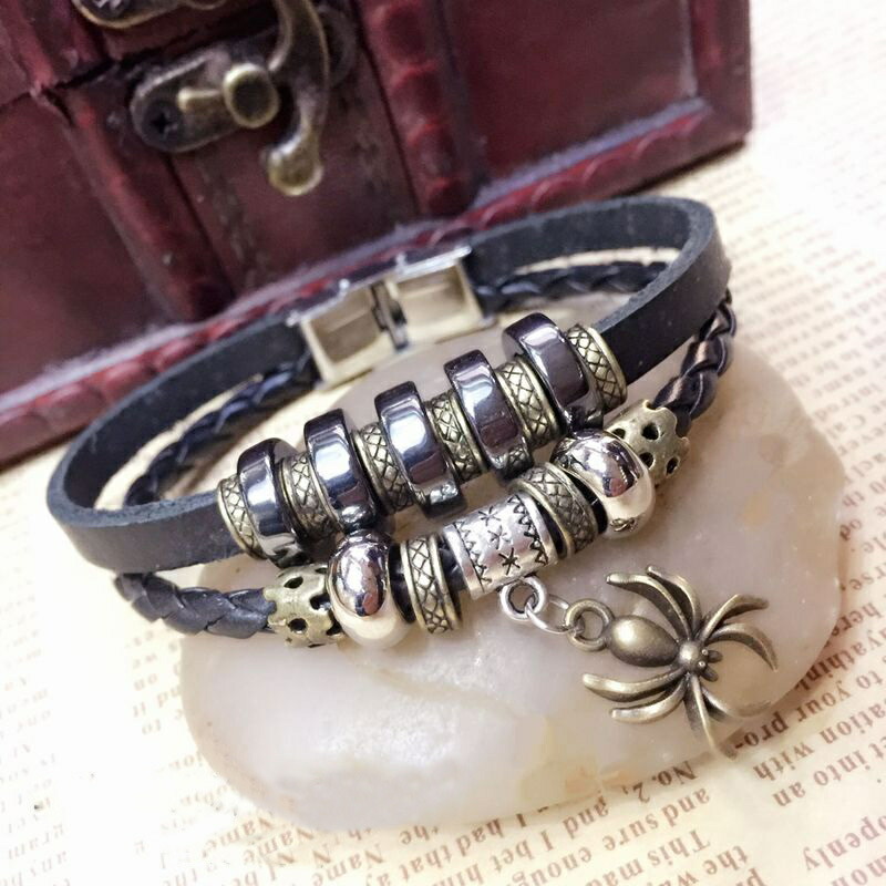 送料無料 ブレスレット バングル 二連 ダブル スパイダー メンズ 男性 メンズファッション 小物 クモ おしゃれ かっこいい バンド 合皮 雑貨 メンズアクセサリー 59 Off