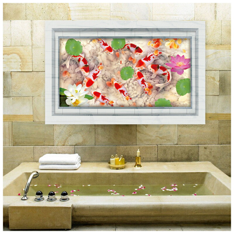 装飾画福引きの鯉リビングルーム装飾画 玄関装飾画リビングルーム装飾画玄関装飾画 Amazon.co.jp: Tucocoo【開運絵画】和風モダンインテリア 九魚鯉