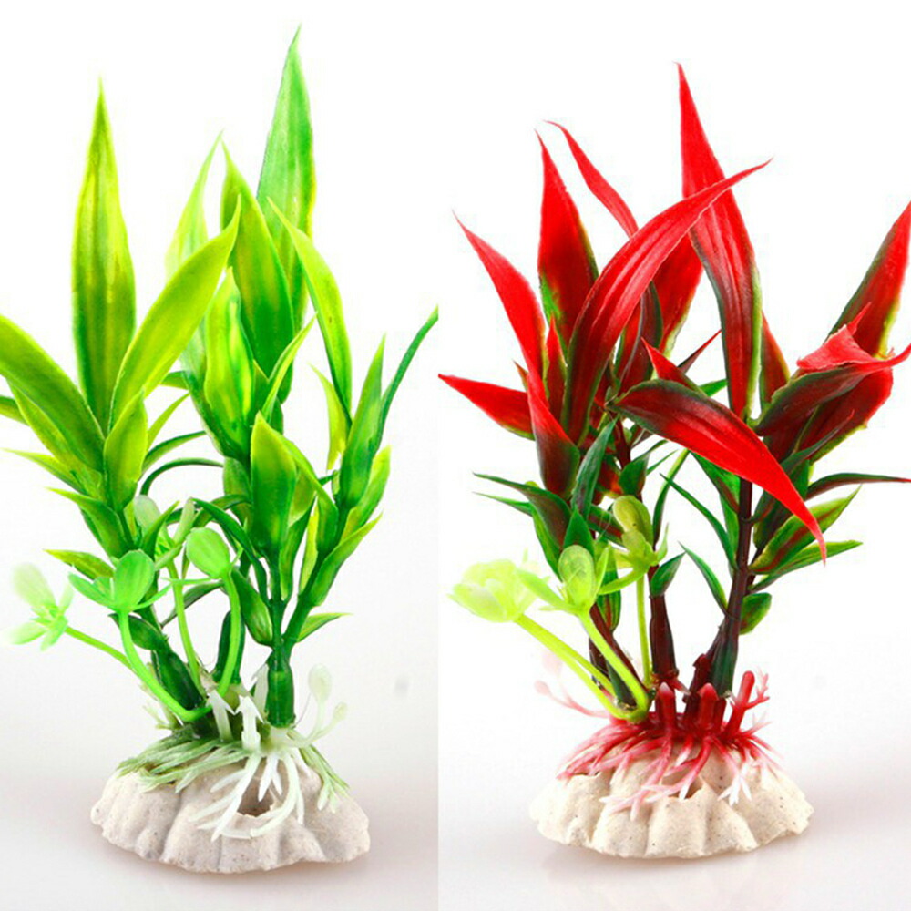 送料無料 人工水草 人工プランツ 水槽用レイアウト 土台付き 造花 アクアリウムデコレーション 水槽内インテリア アクセサリー オブジェ オーナメント 水槽用品 レイアウト用品 装飾グッズ 内装 観賞魚 熱帯魚 メダカ 金魚 ペット用品 緑 赤 21春大特価セール
