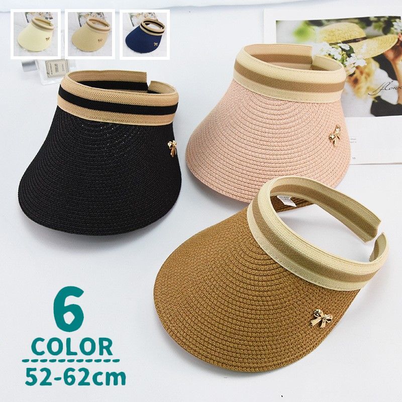 送料無料 サンバイザー おしゃれ お出かけ かわいい チャーム ライン入り リボン レディース 上品 女性 帽子 日焼け対策 紫外線対策 女の子向けプレゼント集結 レディース