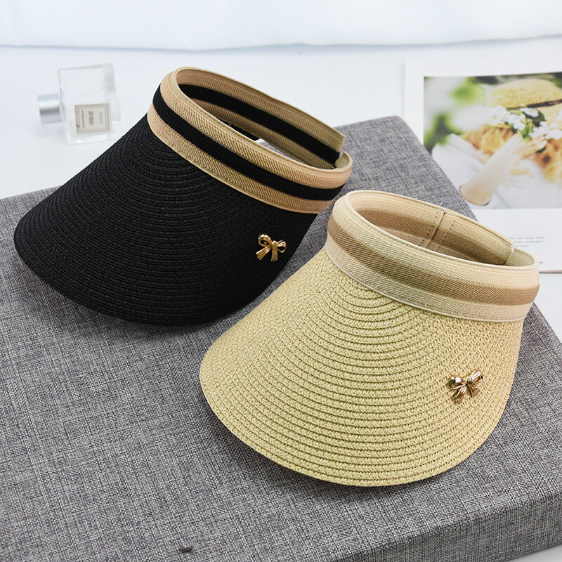 送料無料 サンバイザー おしゃれ お出かけ かわいい チャーム ライン入り リボン レディース 上品 女性 帽子 日焼け対策 紫外線対策 女の子向けプレゼント集結 レディース