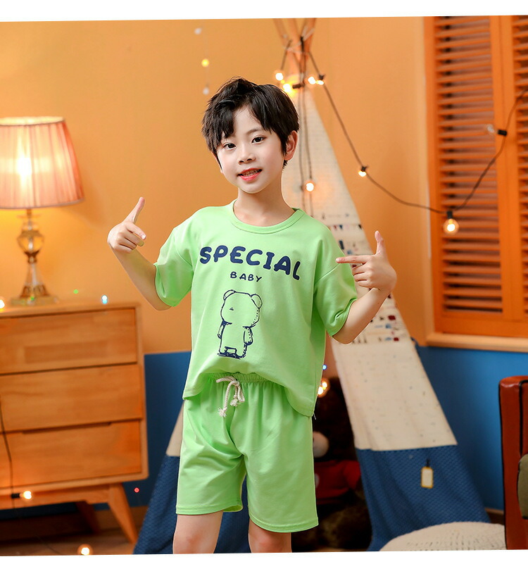 送料無料激安祭 送料無料 セットアップ 上下セット 2点セット キッズ ジュニア 子供服 半袖 半ズボン Tシャツ ショートパンツ ラウンドネック 紐 イラスト くま スポーツ 単色 ユニセックス 女の子 男の子 ルームウェア 部屋着 ショーパン 短パン ロゴ ガールズ Balkon86 Ru