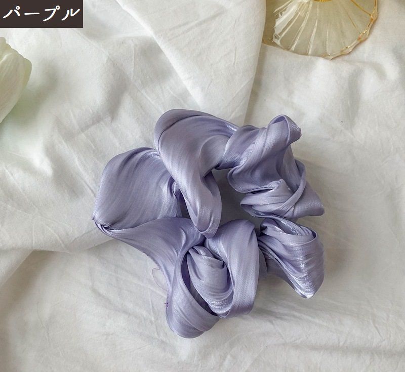 送料無料シュシュレディースヘアアクセサリーヘアゴム髪飾り髪留めサテン調ヘアアレンジシンプルかわいい上品大人可愛いおしゃれフェミニン通勤オフィス女性用婦人用ファッション小物