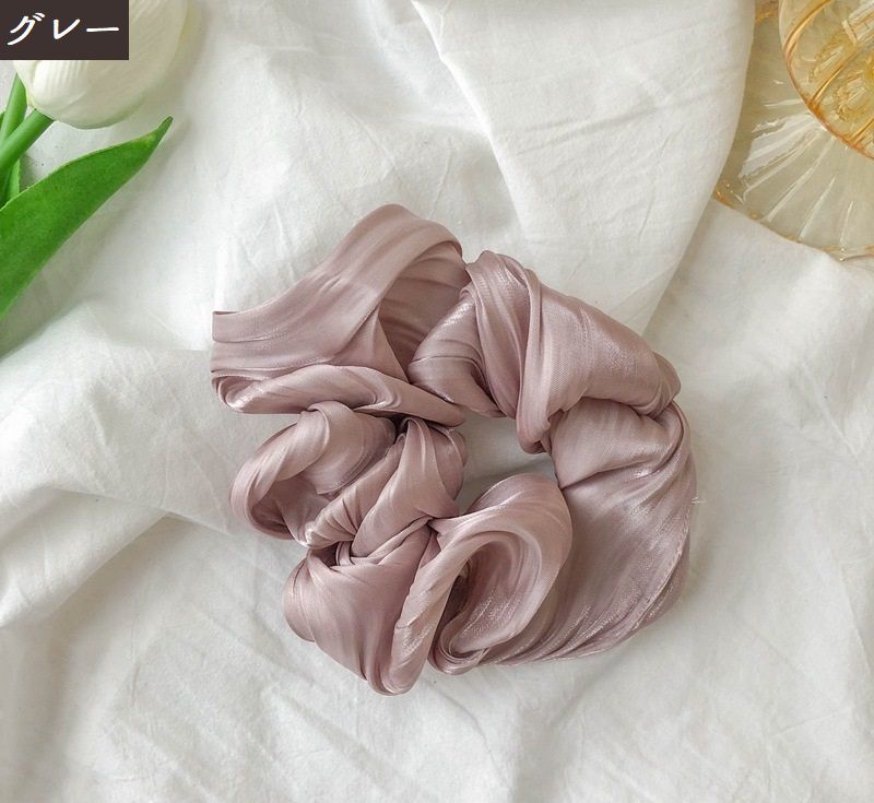 送料無料シュシュレディースヘアアクセサリーヘアゴム髪飾り髪留めサテン調ヘアアレンジシンプルかわいい上品大人可愛いおしゃれフェミニン通勤オフィス女性用婦人用ファッション小物