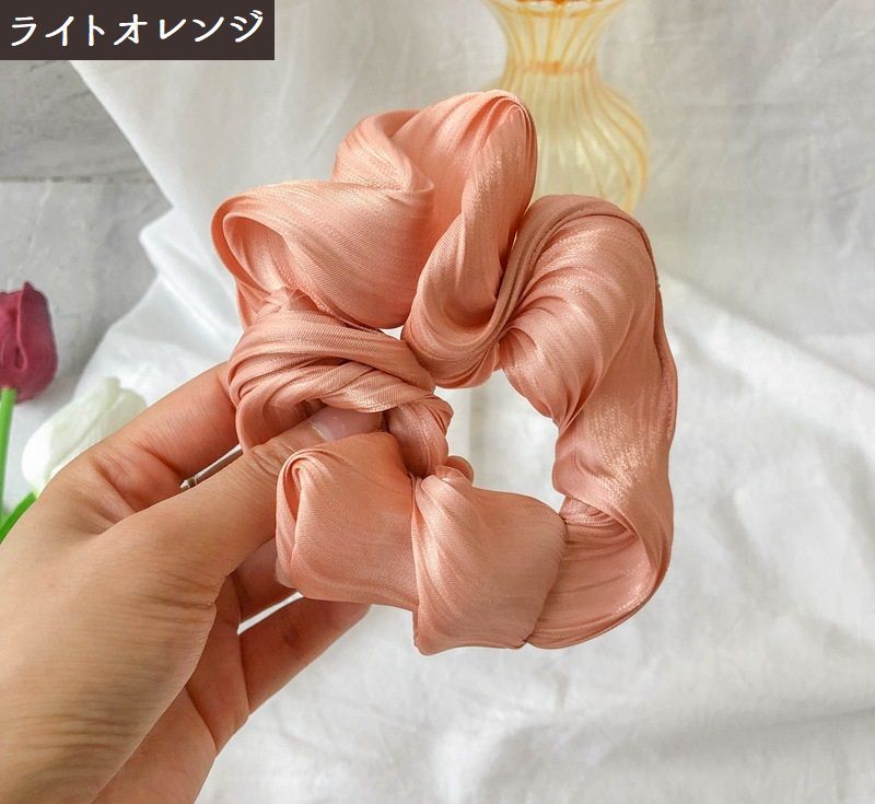 送料無料シュシュレディースヘアアクセサリーヘアゴム髪飾り髪留めサテン調ヘアアレンジシンプルかわいい上品大人可愛いおしゃれフェミニン通勤オフィス女性用婦人用ファッション小物